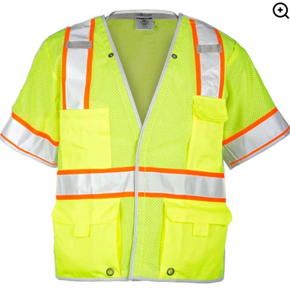 NWOT ML Kushigo Heavy class 3 Reflective Yellow Safety Vest with Pockets